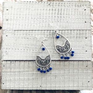 Bohemian Cobalt Blue Chandelier Teardrop Earrings